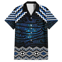 New Zealand Matariki Family Matching Short Sleeve Bodycon Dress and Hawaiian Shirt Galaxy Styled Taniko LT7 Dad's Shirt - Short Sleeve Blue - Polynesian Pride