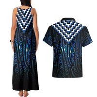 New Zealand Matariki Couples Matching Tank Maxi Dress and Hawaiian Shirt Galaxy Poutama Motifs LT7 - Polynesian Pride
