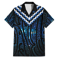 New Zealand Matariki Family Matching Mermaid Dress and Hawaiian Shirt Galaxy Poutama Motifs LT7 Dad's Shirt - Short Sleeve Blue - Polynesian Pride