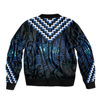 New Zealand Matariki Sleeve Zip Bomber Jacket Galaxy Poutama Motifs LT7 - Polynesian Pride