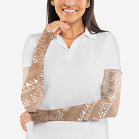 Hawaii Beige Kapa Arm Sleeves Vintage 'Ohe Kāpala Motifs Mix Plumeria Leis