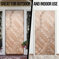 Hawaii Beige Kapa Door Cover Vintage 'Ohe Kāpala Motifs Mix Plumeria Leis