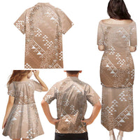 Hawaii Beige Kapa Family Matching Puletasi and Hawaiian Shirt Vintage 'Ohe Kāpala Motifs Mix Plumeria Leis LT7 - Polynesian Pride