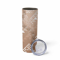 Hawaii Beige Kapa Skinny Tumbler Vintage 'Ohe Kāpala Motifs Mix Plumeria Leis LT7 - Polynesian Pride