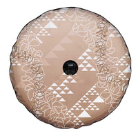 Hawaii Beige Kapa Spare Tire Cover Vintage 'Ohe Kāpala Motifs Mix Plumeria Leis