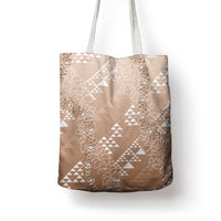 Hawaii Beige Kapa Tote Bag Vintage 'Ohe Kāpala Motifs Mix Plumeria Leis