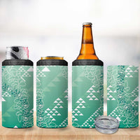 Hawaii Jade Green Kapa 4 in 1 Can Cooler Tumbler Vintage 'Ohe Kāpala Motifs Mix Plumeria Leis LT7 - Polynesian Pride
