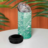 Hawaii Jade Green Kapa 4 in 1 Can Cooler Tumbler Vintage 'Ohe Kāpala Motifs Mix Plumeria Leis LT7 - Polynesian Pride