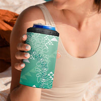 Hawaii Jade Green Kapa 4 in 1 Can Cooler Tumbler Vintage 'Ohe Kāpala Motifs Mix Plumeria Leis LT7 - Polynesian Pride