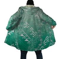 Hawaii Jade Green Kapa Cloak Vintage 'Ohe Kāpala Motifs Mix Plumeria Leis