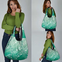 Hawaii Jade Green Kapa Grocery Bag Vintage 'Ohe Kāpala Motifs Mix Plumeria Leis LT7 - Polynesian Pride