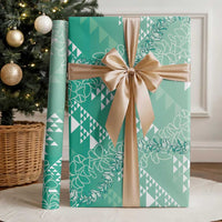 Hawaii Kapa Vintage Motifs Mix Plumeria Leis Wrapping Paper Jade Green