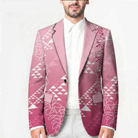 Hawaii Rose Pink Kapa Blazer Vintage 'Ohe Kāpala Motifs Mix Plumeria Leis