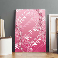 Hawaii Rose Pink Kapa Canvas Wall Art Vintage 'Ohe Kāpala Motifs Mix Plumeria Leis