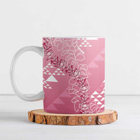 Hawaii Rose Pink Kapa Ceramic Mug Vintage 'Ohe Kāpala Motifs Mix Plumeria Leis