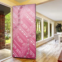 Hawaii Rose Pink Kapa Door Cover Vintage 'Ohe Kāpala Motifs Mix Plumeria Leis
