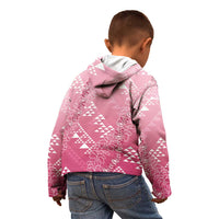 Hawaii Rose Pink Kapa Kid Hoodie Vintage 'Ohe Kāpala Motifs Mix Plumeria Leis
