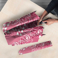 Hawaii Rose Pink Kapa Umbrella Vintage 'Ohe Kāpala Motifs Mix Plumeria Leis