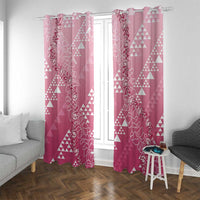 Hawaii Rose Pink Kapa Window Curtain Vintage 'Ohe Kāpala Motifs Mix Plumeria Leis