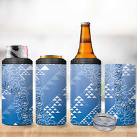 Hawaii Royal Blue Kapa 4 in 1 Can Cooler Tumbler Vintage 'Ohe Kāpala Motifs Mix Plumeria Leis LT7 - Polynesian Pride