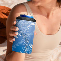 Hawaii Royal Blue Kapa 4 in 1 Can Cooler Tumbler Vintage 'Ohe Kāpala Motifs Mix Plumeria Leis LT7 - Polynesian Pride