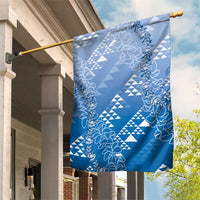 Hawaii Royal Blue Kapa Garden Flag Vintage 'Ohe Kāpala Motifs Mix Plumeria Leis