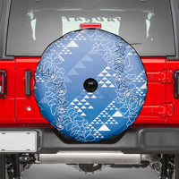 Hawaii Royal Blue Kapa Spare Tire Cover Vintage 'Ohe Kāpala Motifs Mix Plumeria Leis