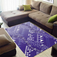 Hawaii Lavender Kapa Area Rug Vintage 'Ohe Kāpala Motifs Mix Plumeria Leis