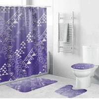 Hawaii Lavender Kapa Bathroom Set Vintage 'Ohe Kāpala Motifs Mix Plumeria Leis