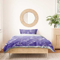 Hawaii Lavender Kapa Bedding Set Vintage 'Ohe Kāpala Motifs Mix Plumeria Leis