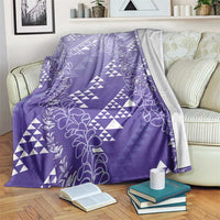 Hawaii Lavender Kapa Blanket Vintage 'Ohe Kāpala Motifs Mix Plumeria Leis