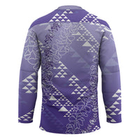 Hawaii Lavender Kapa Hockey Jersey Vintage 'Ohe Kāpala Motifs Mix Plumeria Leis