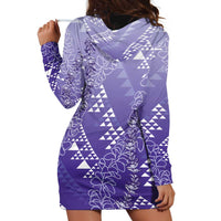 Hawaii Lavender Kapa Hoodie Dress Vintage 'Ohe Kāpala Motifs Mix Plumeria Leis LT7 - Polynesian Pride
