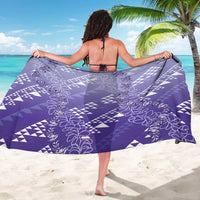Hawaii Lavender Kapa Sarong Vintage 'Ohe Kāpala Motifs Mix Plumeria Leis