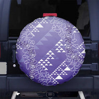 Hawaii Lavender Kapa Spare Tire Cover Vintage 'Ohe Kāpala Motifs Mix Plumeria Leis