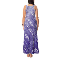 Hawaii Lavender Kapa Tank Maxi Dress Vintage 'Ohe Kāpala Motifs Mix Plumeria Leis
