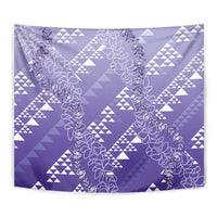 Hawaii Lavender Kapa Tapestry Vintage 'Ohe Kāpala Motifs Mix Plumeria Leis