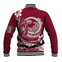 Polynesian Plumeria Baseball Jacket Ride The Waves - Burgundy LT7 - Polynesian Pride