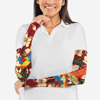 Crimson Red Tropical Christmas Hawaii Tapa Arm Sleeves Aloha Santa Drink Party - Polynesian Pride