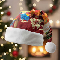 Crimson Red Tropical Christmas Hawaii Tapa Christmas Santa Hat Aloha Santa Drink Party - Polynesian Pride