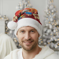 Crimson Red Tropical Christmas Hawaii Tapa Christmas Santa Hat Aloha Santa Drink Party - Polynesian Pride