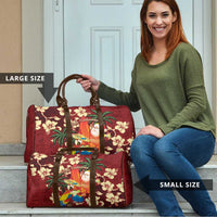 Crimson Red Tropical Christmas Hawaii Tapa Travel Bag Aloha Santa Drink Party - Polynesian Pride