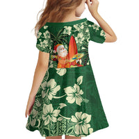Moss Green Tropical Christmas Hawaii Tapa Family Matching Long Sleeve Bodycon Dress and Hawaiian Shirt Aloha Santa Drink Party LT7 - Polynesian Pride