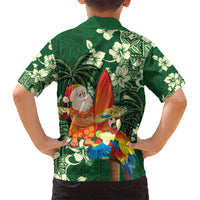 Moss Green Tropical Christmas Hawaii Tapa Family Matching Off Shoulder Short Dress and Hawaiian Shirt Aloha Santa Drink Party LT7 - Polynesian Pride