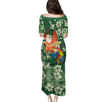Moss Green Tropical Christmas Hawaii Tapa Family Matching Puletasi and Hawaiian Shirt Aloha Santa Drink Party LT7 - Polynesian Pride