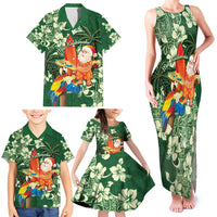 Moss Green Tropical Christmas Hawaii Tapa Family Matching Tank Maxi Dress and Hawaiian Shirt Aloha Santa Drink Party LT7 - Polynesian Pride
