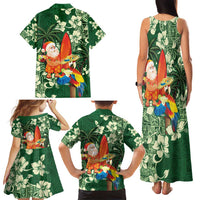 Moss Green Tropical Christmas Hawaii Tapa Family Matching Tank Maxi Dress and Hawaiian Shirt Aloha Santa Drink Party LT7 - Polynesian Pride