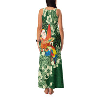 Moss Green Tropical Christmas Hawaii Tapa Family Matching Tank Maxi Dress and Hawaiian Shirt Aloha Santa Drink Party LT7 - Polynesian Pride