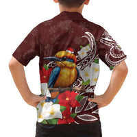 Felis Pasgua Guam Family Matching Off The Shoulder Long Sleeve Dress and Hawaiian Shirt Christmas Sihek Kingfisher with Guasali LT7 - Polynesian Pride