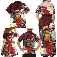 Felis Pasgua Guam Family Matching Off Shoulder Maxi Dress and Hawaiian Shirt Christmas Sihek Kingfisher with Guasali LT7 - Polynesian Pride